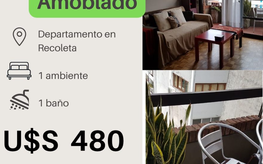 ALQUILER AMOBLADO – RECOLETA – 1 AMBIENTE – LAS HERAS Y AUSTRIA
